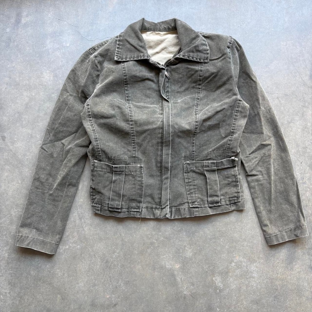 Y2K Women's Olive Canvas Military Style Jacket